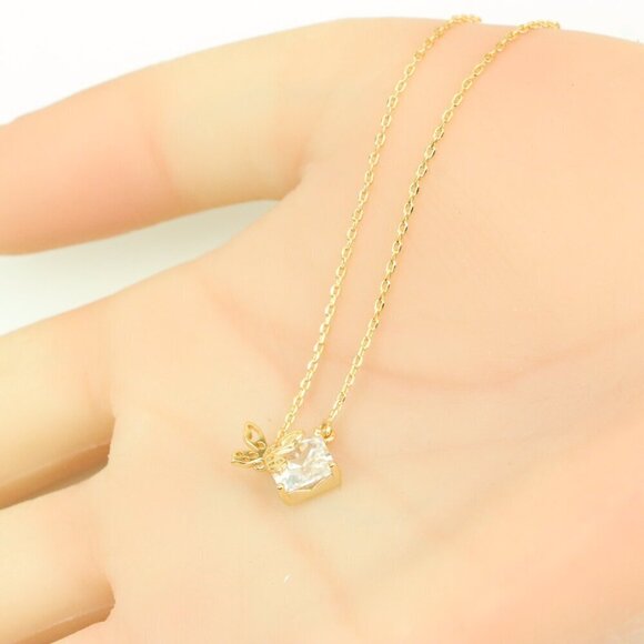 Elegant Rose Gold Necklace with Crystal Leaf Charm, XPNL0404 - Picture 4 of 12